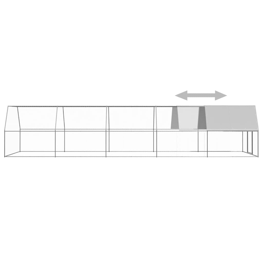 Mangloder – Jaula para pollos para exteriores, 3 x 10 x 2 m, de acero galvanizado con techo de polietileno y cerradura, recinto para pollos, patos, pájaros, roedores, conejos, conejos, jardín, uso al