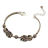 FOMIYES Pulsera de Pi Yao de Latón Vintage, Joyería Feng Shui Tallada a Mano, Amuleto Protector para San Valentín y Año, Pulsera Unisex para Atraer Buena Suerte y Energía Positiva