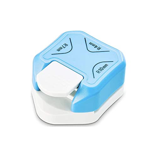 Image of KRAFTMASTERS 3 in 1 Corner Cutter Punch for DIY Art & Crafts, Photo Cutter, Project Book Making, Angle Eater (Size - R4mm, R7mm and R10mm, blue)