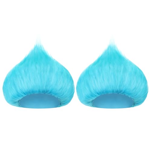 Image of Geyoga 2 Pcs Funny Wig Crazy Hair for Halloween Party,Sky Blue | Funny Colorful Wig Adults Use, Unisex Funky Hairband, Halloween Mardi Gras Cosplay Costume Party Accessories