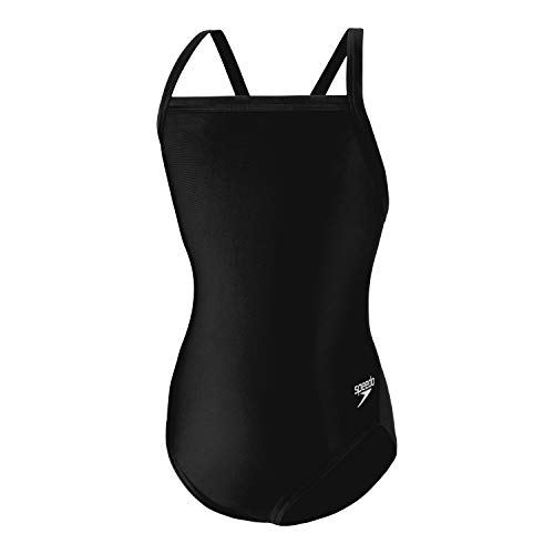 Speedo Traje de banho para meninas, uma peça, PowerFlex Flyback, cores sólidas da equipe juvenil
