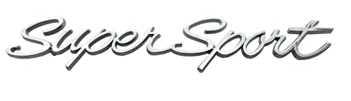 Image of Pair Script Super Sport Front 3D Badge Emblem Replacement for Chevy Impala SS 1965 1966 (Chrome)