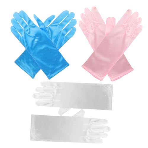 Beavorty 3 Pairs Dress Gloves Elegant Decorative Gloves for Parties Stylish Pink for Flower Ballet Dance and Photo Props