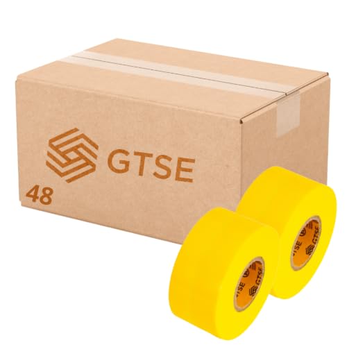 Image of GTSE Wide Yellow Electrical Tape, 48 Rolls Bulk Carton - Waterproof, Industrial Grade Vinyl, 2 in x 66ft- Strong Self-Adhesive PVC Electric Tape for Wire Insulation, 7 Mil, 600V - UL /CSA Listed