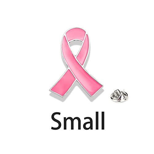 Image of Pink Ribbon Brooch Pins for Breast Cancer Awareness, Breast Cancer Awareness Lapel Pin for Women Memorial Jewelry, Charity Events, Encouragement Gift