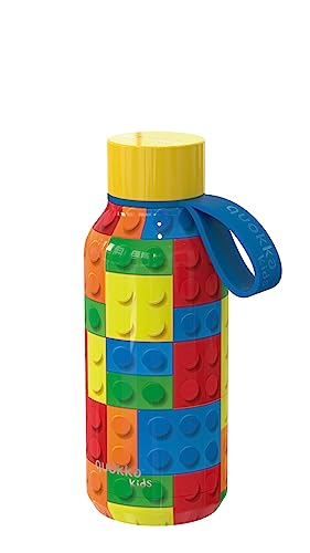 Quokka Kids Solid Con Colgador - Color Bricks 330 ML | Botellas De Agua Acero Inoxidable Sin BPA |Botella Térmica De Doble Pared - Mantiene el frío y el Calor para Niños y Adultos