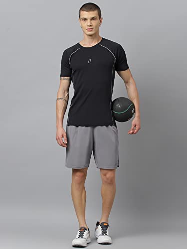 Image of ATICX Men's Slim Fit Polyester Half Sleeve T Shirt - Quick Dry Lycra Sports Compression Training Tee for Gym, Running