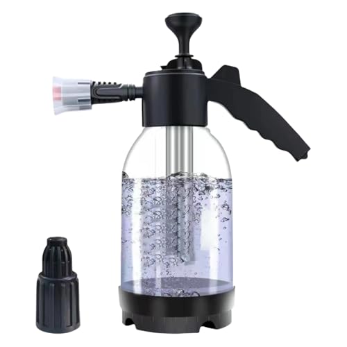 Pulverizador de espuma de nieve, pulverizador de espuma de coche de 2 L, pulverizador de espuma presurizado a mano con 2 boquillas, pistola de espuma de nieve para limpieza de coche, jardinería,