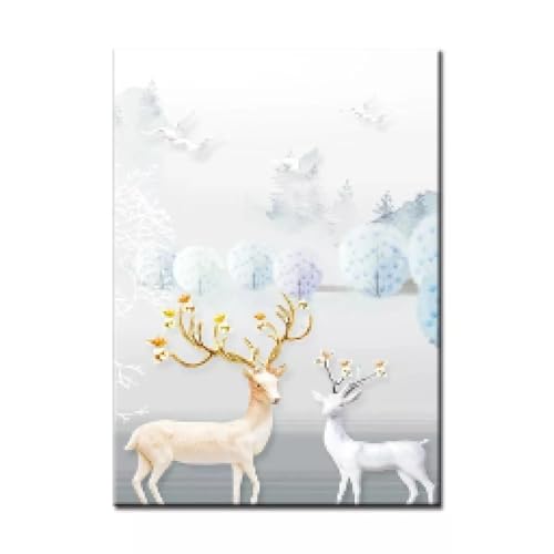 Peintures décoratives de cerf d'hiver art mural abstrait triptyque 40x60 cm - 4