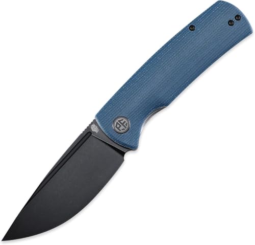 Petrified fish PFP01,Beluga, k110 steel folding knife G10 handle Front flipper outdoor Camping survival hunting EDC tool knives (Brlue Micarta Stonewashed)