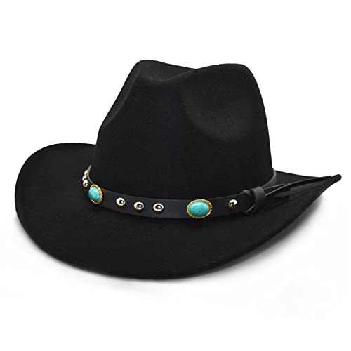 Lisianthus Men & Women s Felt Wide Brim Western Cowboy Hat (S-Black)