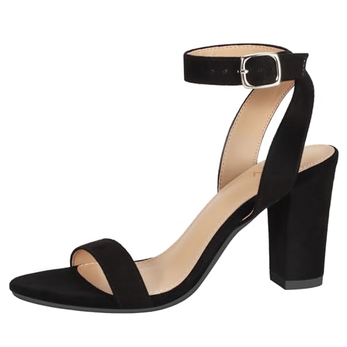 Image of ZriEy Clear Block Sandals Chunky Heels for Women 3.35 Inch Open Toe Adjustable Ankle Strap Pump Sandals for Weddings Parties Daily Wear