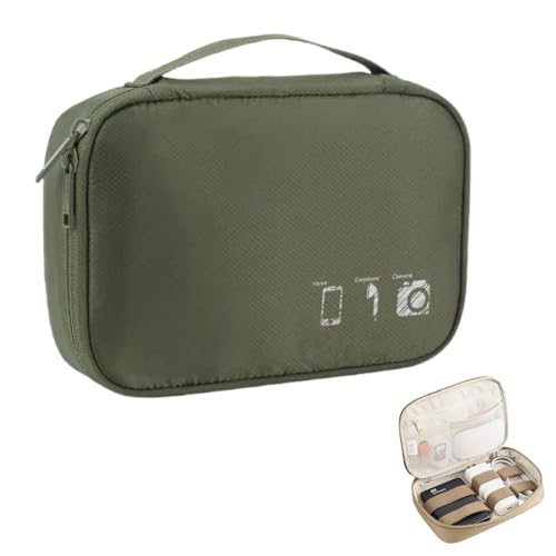 MiLifeStyle トラベルポーチ 収納ケース ガジェット 小物収納 ポーチ 撥水加工 コンパクト 軽量 バッテリー ケーブル ツール お薬 旅行 (グリーン)