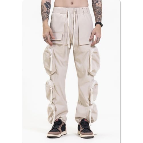XYGJZ Cargo Pants for Men Grunge Elastic Waist Straight Leg Cargo Pants with Multi Pockets4
