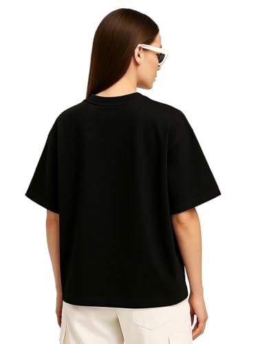 Image of Women's Printed Oversized T-Shirt with Half Sleeves and Round Neck, Soft Spun Fabric for Casual Wear (Size - S-2XL)