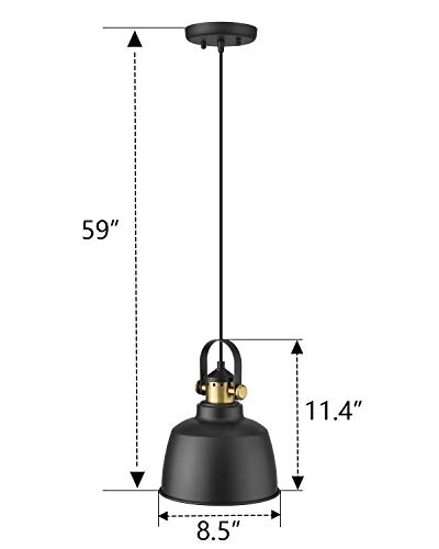 Autelo Farmhouse Pendant Light, 1-Light Indoor Hanging Light Fixture For Kitchen Island Dining Room H3700-1 Bk #TOP5