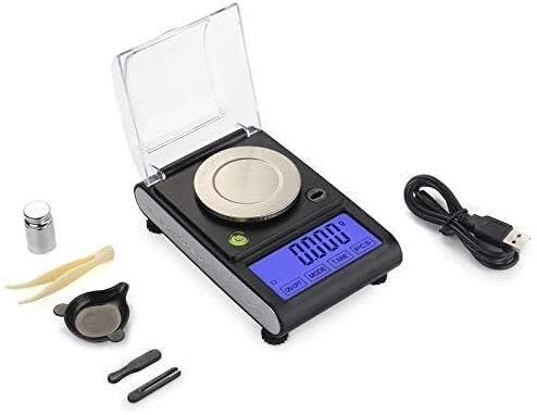 Alta precisión 0.001g Escala de joyería Digital Balanza de Laboratorio electrónica Balanza de Laboratorio con Pantalla retroiluminada Azul Balanza for Ingredientes Joyería