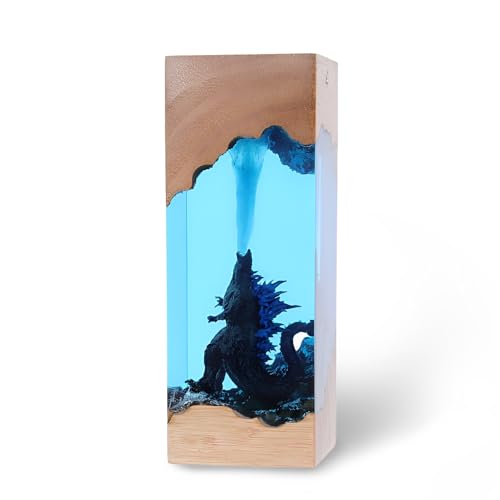 Syfunlv Epoxidharz Godzilla Nachtlicht Godzilla Würfel Dekoration USB Schlaf Lichter Monster Nachttischlampe Einstellbare Beleuchtung 7 5cm für Raum Innenbereich Zuhause Schlafzimmer (Stil 2)