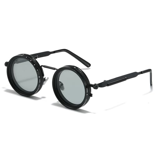 Adjustable Tint Sunglasses Round Polarized with Built-in ND Filter, 1-9 Gears Manual Tint Control for Men