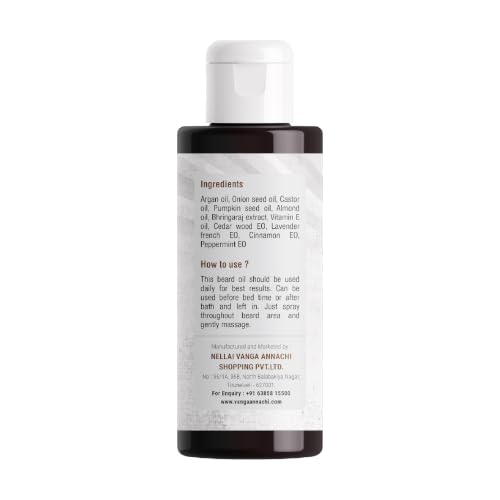 Image of Vanga Annachi Beard Growth Oil for Men 30ml | Mustache Growth Oil | Natural Herbal Beard Oil | Helps Reduce Patchy Beard | Soft, Thick & Healthy Facial Hair