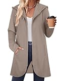 Syphiby Womens Sweatshirts Zip Up Hoodie Long Sleeve Causal Drawstring Oversized Cardigans Solid Sweatshirts Winter Coats Women Plus Size Hoodies with Pockets Spring Fall Winter Work Clothes Coffee
