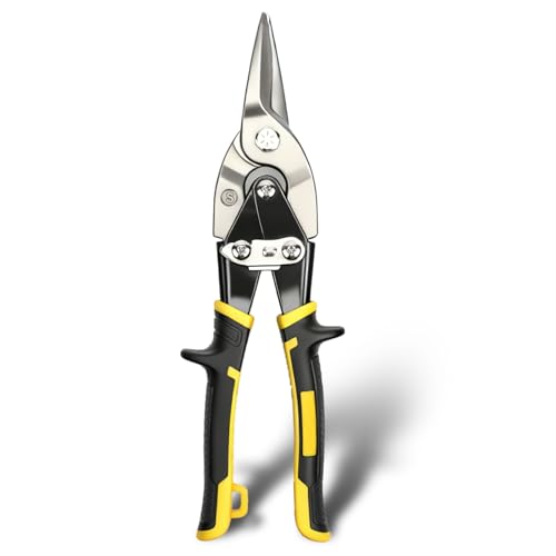 ANGELSWORD 10 Inch Aviation Tin Snips Cr-M Aviation Snips for Cutting Metal Sheet Heavy Duty Sheet Straight Cut