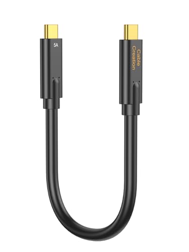 CableCreation Short USB C 1ft,100W Charging Thick USBC 3.1 Gen 2,10G Data Sync,Heavy Duty 4K@60Hz USBC Display Cable,Type C to iPhone 15/16/17,Android Auto/Carplay,Laptop,Nintendo Switch, SSD,iPad Pro