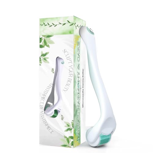 White Derma Roller - Microneedle Derma Roller for Men & Women - 0.25mm - for Face, Scalp, Hair, & Beard Use - Includes Free Storage Case (1-Pack)