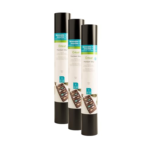 Cricut Removable Vinyl Black | 3-Pack of 4ft Rolls (12 x 48) - Compatible with Maker & Explore Machines