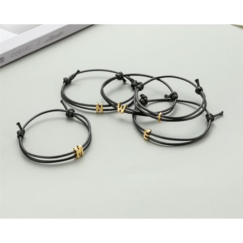 Pulsera artesanal ajustable de cuerda con inicial para mujeres y hombres miniatura 5