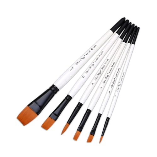 6 pinceles profesionales de cerdas de nailon para artistas, principiantes, óleo, acrílico, acuarela, roca, lienzo, pintura