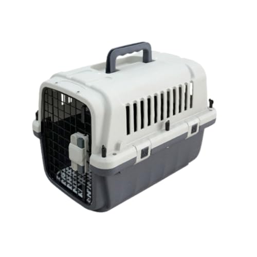 JoFist ハード犬用クレート、ハンドル付きペットキャリア、プラスチック製、大型、中型、小型犬または猫に適しており、複数のペットを収容でき、車や電車に適しています (33*50*33cm)
