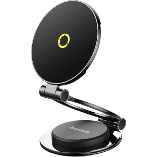 Baseus MagSafe Support de Voiture, Fin, Pliable, Rotation à 360°, Support de téléphone magnétique pour iPhone de Voiture, Support de téléphone de Tableau de Bord, Compatible avec iPhone 12-16 Series.