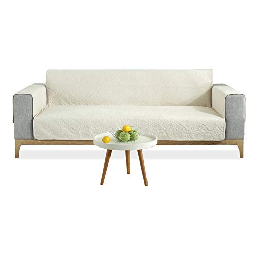 PETCUTE ソファカバー ソファーシーツ ソファー掛け 一人掛け 二人掛け 三人掛け 肘付き 布 取り替え簡単 シンプル 四季適用 洗える ミルキーホワイト 2人掛け