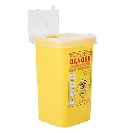 Miniatura 4 de Biohazard Sharps Container - 1L Tattoo Needle Disposal Box Plastic Sharp Disposal Container for Safe Bio Waste Biohazard Trash Can for Needle