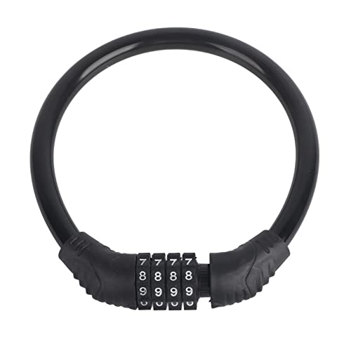 POCREATION 4-Digit Lock Cable, Bike Lock High Security Alloy Lock, Convenient to Carry, Service Life, Antirrobo Bicicleta Gemelas for Cycling Outdoors, Cable Locks for Outdoors (Black)