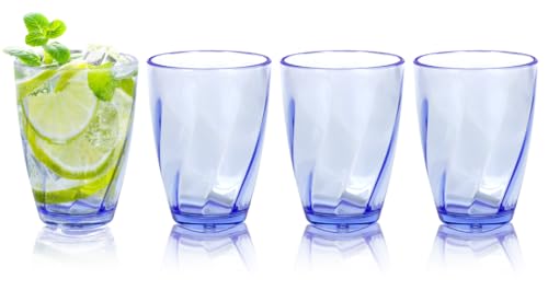 Verres à eau plastique réutilisables transparents bleus Topsky empilables - 2