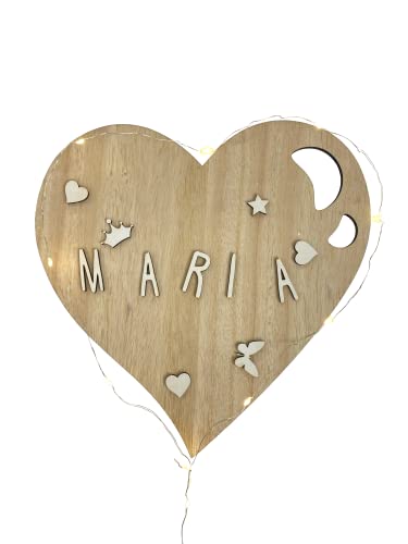 Placa decorativa con nombre personalizado, con led (Corazón) Cover