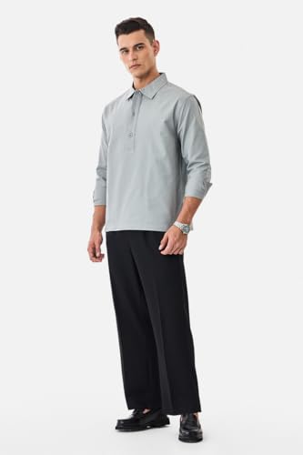 Image of SNITCH Men Casual Shirt | Slim Fit Full Sleeve Button-Down Collar Plain Design | Premium Cotton Blend & Stretchable Fabric for College & Everyday Wear