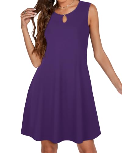 Image of Summer Dresses for Women 2026 Casual Sleeveless Sundress Floral Loose Fit Beach Cover Up with Pocket