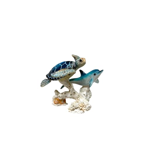 Image of AUGEN Polyresin Dolphin and Turtle Statue Showpiece for Home Decor Decoration and Gifting (1767F11, 11.5cm)