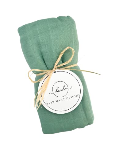 Image of Baby Want Designs Bamboo Cotton Swaddle Blanket Ultra-Soft & Eco-Friendly, Baby Wrap, Large 47 in- Seafoam