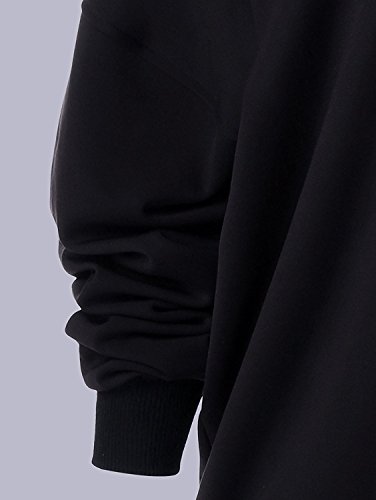 Roshop Christmas Reindeer Women Oversized Off-The-Shoulder Slouchy Long Sleeve Sweatshirt With Inside Fleeced 3Xl, Black #TOP3