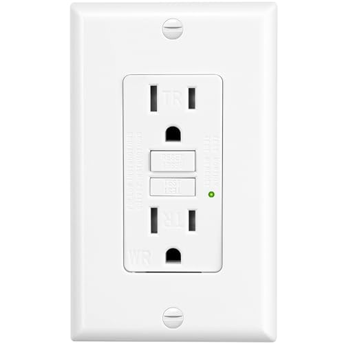 XIMAOEASE GFCI Outlet 15 Amp,Self-Test,Electrical Outlet with Thinner Design,WR Weather Resistant GFCI Receptacle,Ground Fault Circuit Interrupters,Indoor or Outdoor Use,UL Listed (1, White, 15Amp)