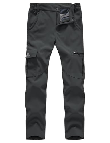 donhobo Damen Wanderhose wasserdichte Softshellhose Fleece Gefütterte Winddicht Warm Winter Sport Freizeit Camping Skihose Gray L