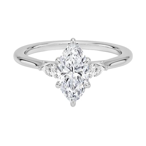 1 CT Marquise Cut Lab Grown Diamond Perfect Fit Three Stone Engagement Ring