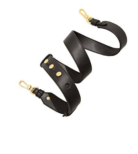 Image of Cross Body Strap Shoulder Strap Adjustable Replacement Strap PU Leather Strap for Handbags Strap Purse Bag Strap (Black)