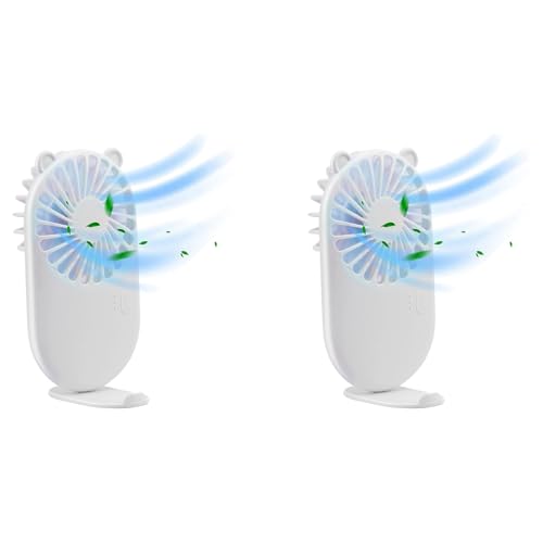 CENMEN 2X Mini Ventilador USB de Mano, Ventilador de Bolsillo USB PortáTil Recargable con Soporte, DiseñO Ajustable de 3 Velocidades Adecuado para NiñOs