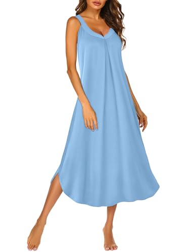 Image of Ekouaer Womens Sleeveless Nightgown Full Slip Nightshirt Long Nightwear Full Length Loungewear Tank Nightdress S-2XL