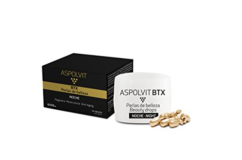 ASPOLVIT  BTX Cápsulas de noche antiedad. Fórmula innovadora con Antarcticine. Reduce las arrugas y estimula la formación de colágeno  10 cápsulas